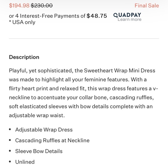 FOR LOVE AND LEMONS SWEETHEART WRAP MINI DRESS - Picture 5 of 6